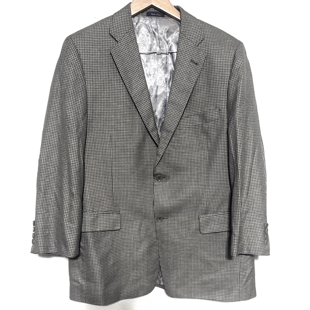 Turnbury Houndstooth Blazer‎ Men's 42R Suit Jacket Sport Coat 52% Silk 48% Wool